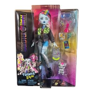 Monster High Frankie Stein With Pet Watzie Doll Figure Goth Core Horror Mattel